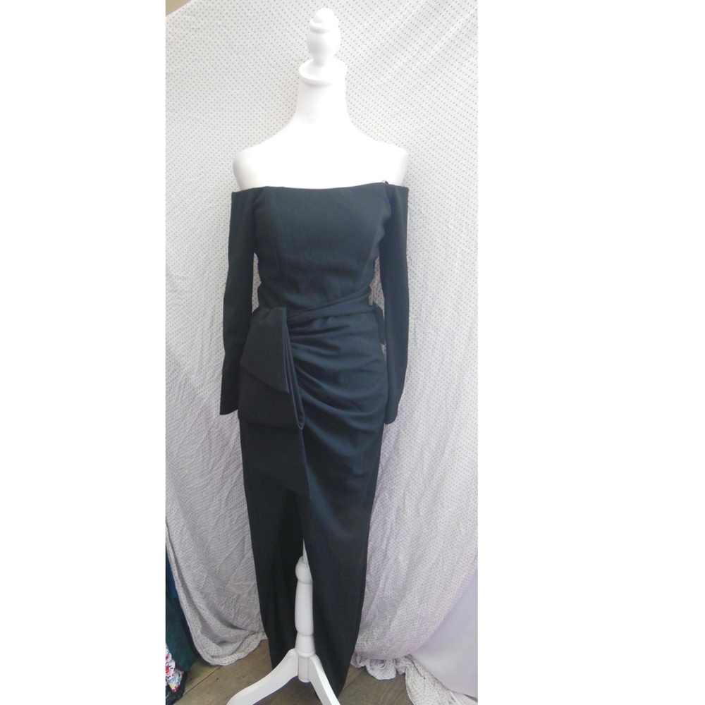 NWT..Xscape Black Off-Shoulder Long Sleeve Evening Gown - Picture 7 of 16